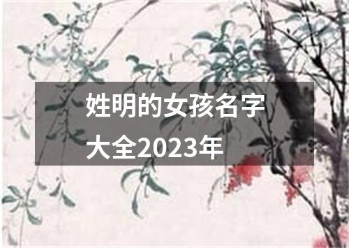 姓明的女孩名字大全2023年