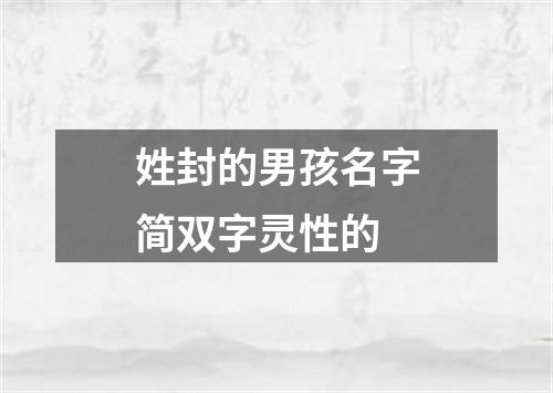 姓封的男孩名字简双字灵性的