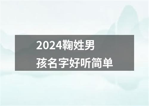 2024鞠姓男孩名字好听简单