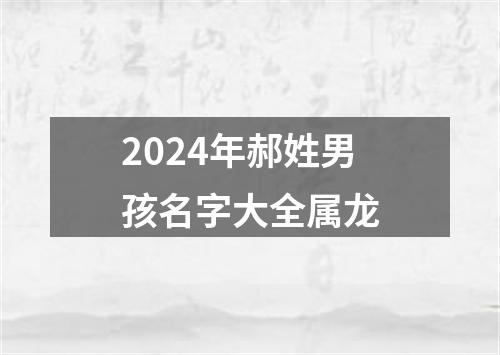 2024年郝姓男孩名字大全属龙