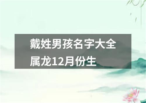 戴姓男孩名字大全属龙12月份生