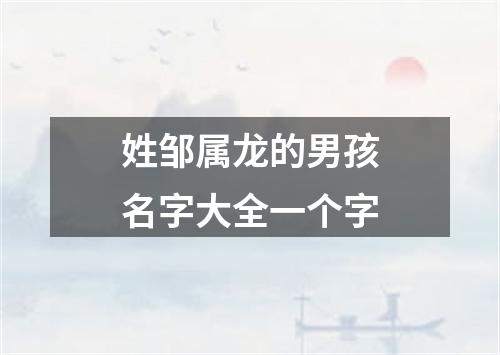 姓邹属龙的男孩名字大全一个字