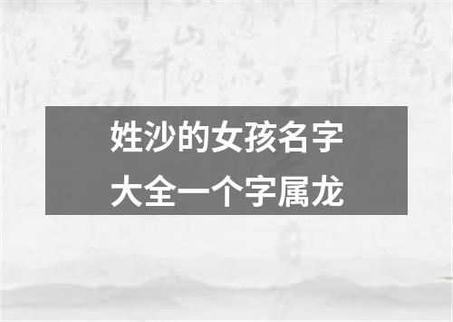 姓沙的女孩名字大全一个字属龙