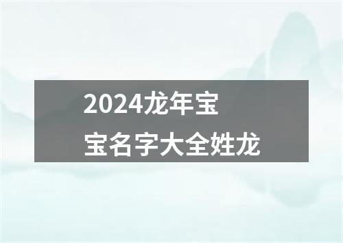 2024龙年宝宝名字大全姓龙