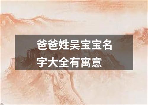 爸爸姓吴宝宝名字大全有寓意