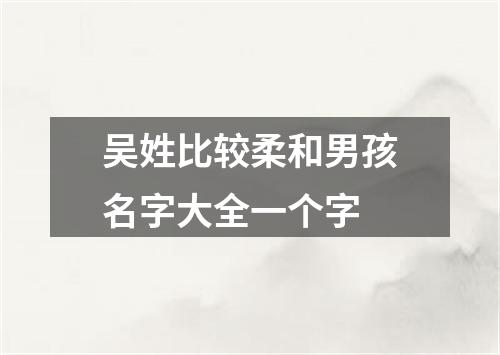 吴姓比较柔和男孩名字大全一个字