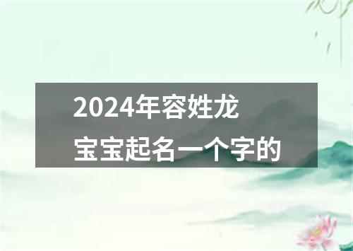 2024年容姓龙宝宝起名一个字的