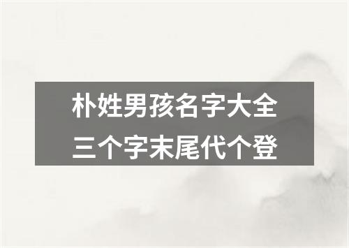 朴姓男孩名字大全三个字末尾代个登