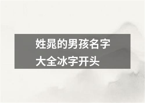 姓晁的男孩名字大全冰字开头