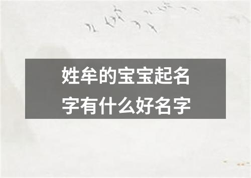 姓牟的宝宝起名字有什么好名字