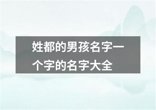 姓都的男孩名字一个字的名字大全