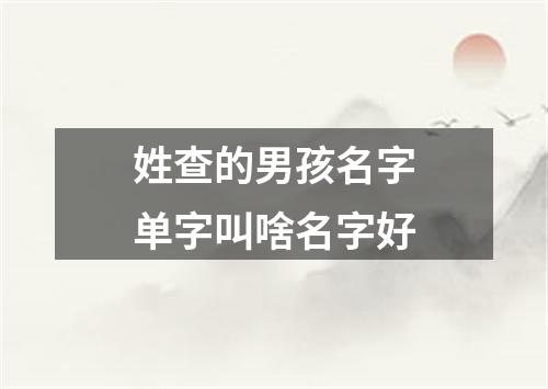 姓查的男孩名字单字叫啥名字好