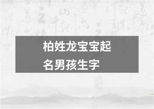 柏姓龙宝宝起名男孩生字