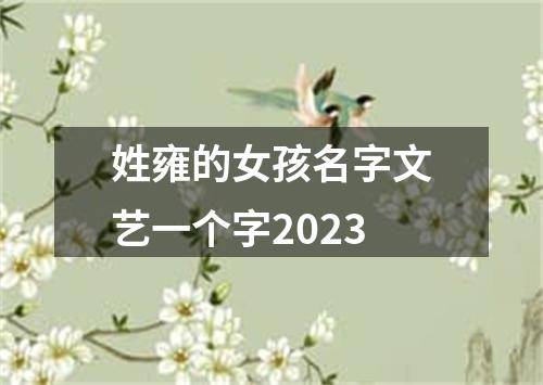 姓雍的女孩名字文艺一个字2023