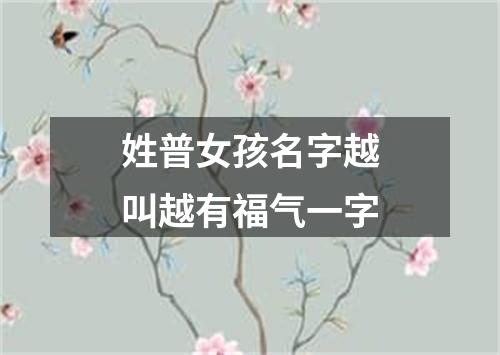 姓普女孩名字越叫越有福气一字