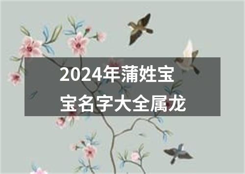 2024年蒲姓宝宝名字大全属龙