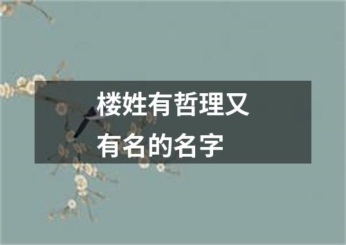 楼姓有哲理又有名的名字