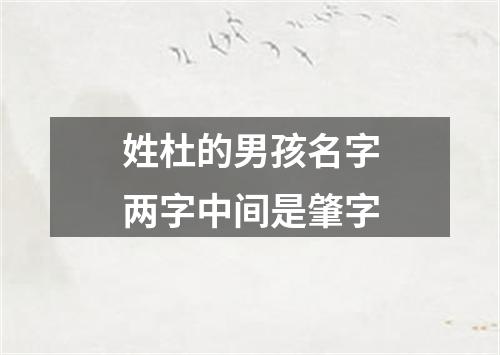 姓杜的男孩名字两字中间是肇字