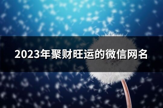 2023年聚财旺运的微信网名(精选538个)