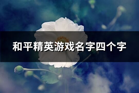 和平精英游戏名字四个字(571个)