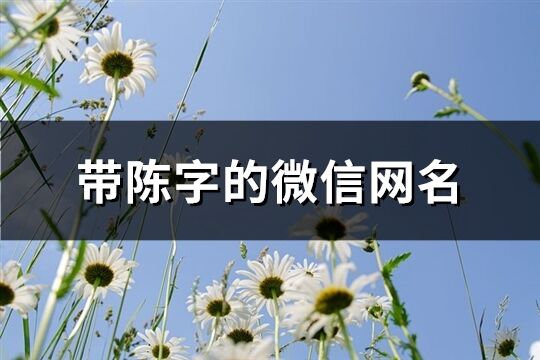 带陈字的微信网名(精选129个)