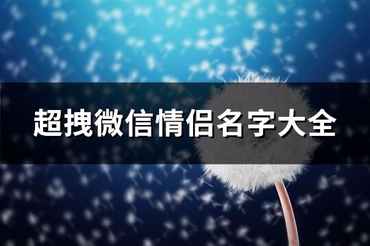 超拽微信情侣名字大全(共97个)