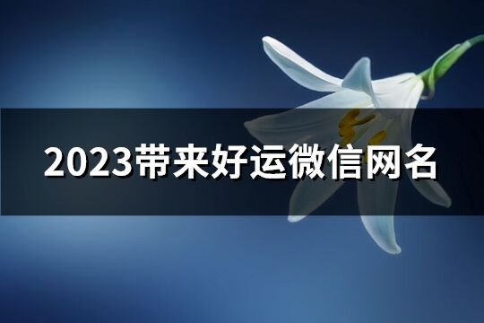 2023带来好运微信网名(共945个)