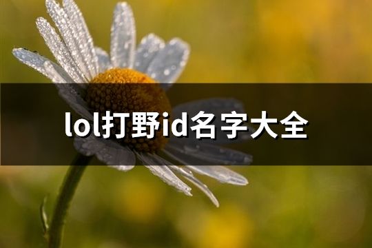 lol打野id名字大全(精选75个)