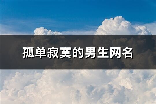 孤单寂寞的男生网名(精选442个)