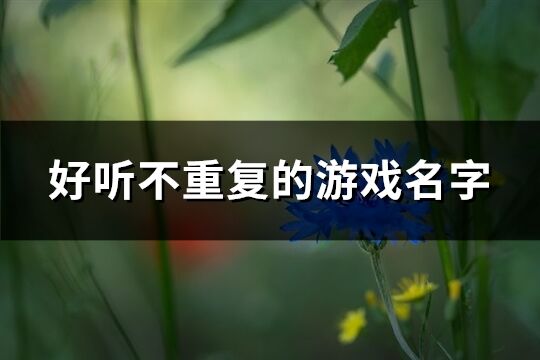 好听不重复的游戏名字(精选646个)