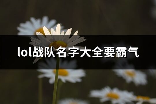 lol战队名字大全要霸气(共280个)