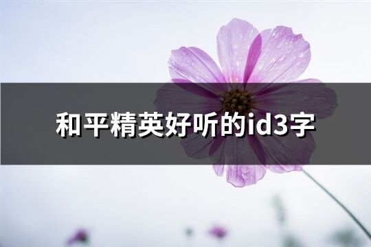 和平精英好听的id3字(共87个)