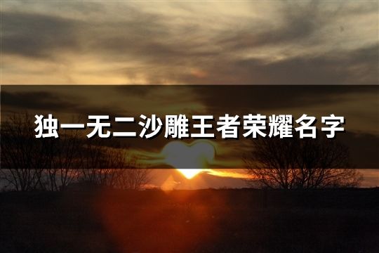 独一无二沙雕王者荣耀名字(精选474个)