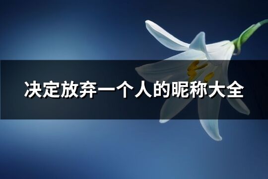 决定放弃一个人的昵称大全(优选339个)