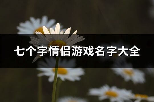 七个字情侣游戏名字大全(30个)