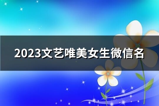 2023文艺唯美女生微信名(共280个)