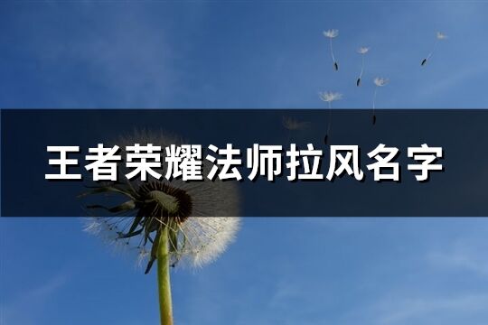 王者荣耀法师拉风名字(精选101个)