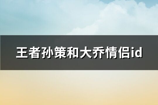 王者孙策和大乔情侣id(共147个)