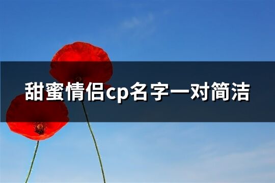 甜蜜情侣cp名字一对简洁(共205个)