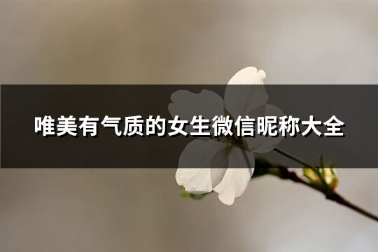 唯美有气质的女生微信昵称大全(精选182个)