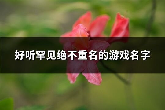 好听罕见绝不重名的游戏名字(精选505个)