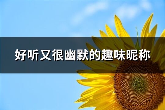 好听又很幽默的趣味昵称(共396个)