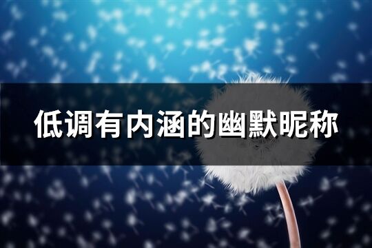 低调有内涵的幽默昵称(271个)