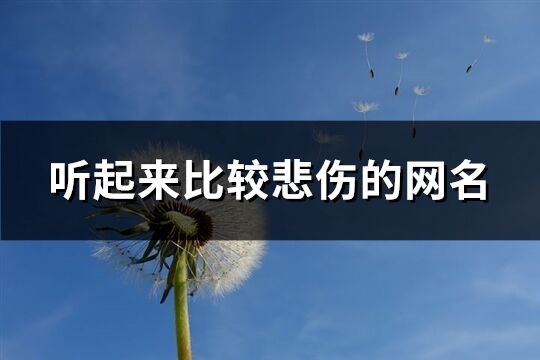 听起来比较悲伤的网名(精选148个)