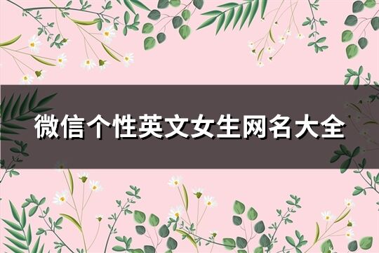 微信个性英文女生网名大全(共76个)