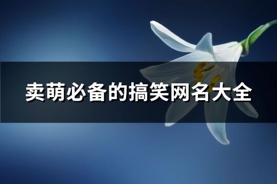 卖萌必备的搞笑网名大全(共81个)