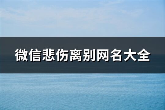 微信悲伤离别网名大全(共628个)