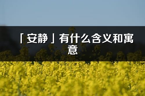 「安静」有什么含义和寓意