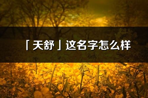 「天舒」这名字怎么样