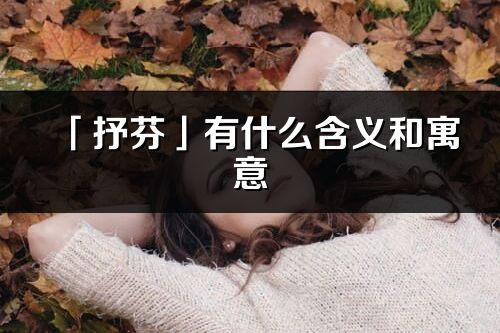 「抒芬」有什么含义和寓意